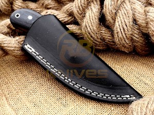 Cuchillo de caza hecho a mano con mango de madera y funda de cuero – Cuchillo de supervivencia para acampar al aire libre con hoja fija afilada - Product Image 5