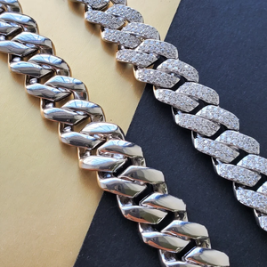 Men's <b>Silver</b> Plated Cubic Zirconia Link Chain <b>Choker</b> Necklace Hiphop Style Geometric Design Daily Wear Alloy Jewelry - Product Image 2