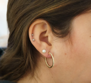 Aros Clásicos de Plata 925 con Cristales Redondos de Circonita, Engastados en Canal, Chapados en Rodio, para Mujer, Uso Diario - Product Image 3
