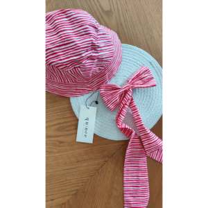 Pinza para el pelo con lazo de rayas rosas, accesorio elegante para el cabello para mujer, para sombreros tipo pescador - Product Image 1