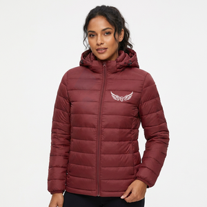 Men's <b>Red</b> <b>Hooded</b> <b>Jacket</b> With Wing Logo Zipper Windproof Winter Casual Wear - Product Image 4
