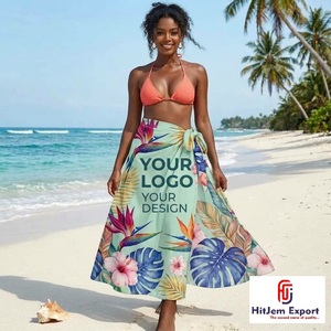 Custom Hawaiian Printed Sarong Tropical Beach Wrap Pareo Swim Cover Up Resort Wear OEM ODM Fabric Manufacturer Supplier India - Product Image 4
