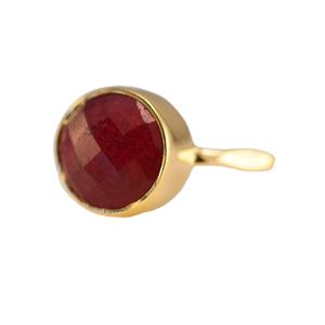 Anillo de forma redonda de rubí Natural de Plata de Ley 92,5, joyería de piedras preciosas pulidas de oro, fabricación al por mayor, regalo - Product Image 1