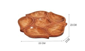 Plateau de service en bois en forme de fleur, fait main, pour fruits et salades, plat de présentation divisé pour hôtels et restaurants - Product Image 1