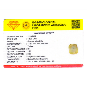 Yellow Oval Cut 9.1 Carat Loose Sapphire Gemstone for Fine Jewelry - Product Image 4