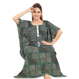 Chemise de nuit en coton style kaftan, longue, avec boutons sur le devant, vêtement de détente décontracté - Product Image 2