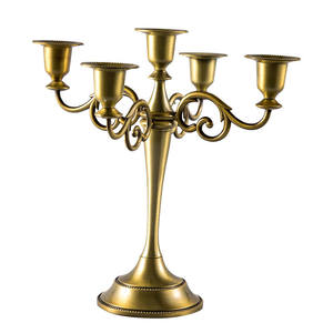 Eco friendly <b>centrepiece</b> non toxic Metal Stand Clean Burning Candelabra Green Home Stand Durable Brass Holder Candelabra - Product Image 4