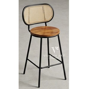 Tabouret de bar en bois moderne et traditionnel avec dossier et repose-pieds pour chambre, cuisine, comptoir, café, restaurant, siège domestique - Product Image 2