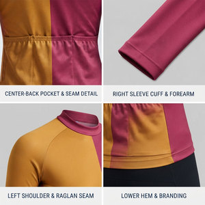 Dual Tone Breathable Quick Dry 100% Polyester <b>Women</b> <b>Back</b> Stretchable Three Pocket Ergonomic Fit Design Long Cycling Jersey - Product Image 4