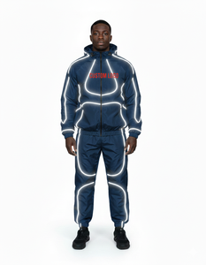 Conjunto Deportivo para Hombre, Chaqueta Cortavientos Reflectante, Ligero, de Secado Rápido, con Capucha, Pantalones Deportivos, Logotipo Personalizado, Nylon, Estilo Urbano, Elástico - Product Image 3