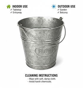 Seau en métal galvanisé style ferme, seau à fleurs galvanisé foncé, pot de fleurs décoratif en étain pour intérieur et extérieur - 3,9 pouces - Product Image 4