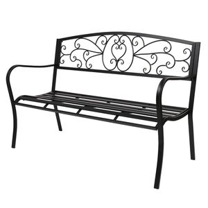 Panca da esterno con struttura in ferro da 51 pollici per patio, parco, giardino, portico o terrazza in nero YF - Product Image 1