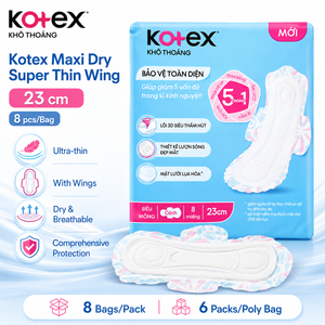 Kotex maxi dry super delgado con alas 23cm - 8 piezas/bolsa |   Productos de Higiene Femenina Premium - Product Image 2