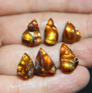 Natural Mexican Fire Agate Druzy Cabochon Smooth Mix Shape Loose Gemstone for Jewelry - Product Image 3