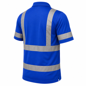 Camiseta Polo de Seguridad Reflectante Azul de Alta Visibilidad para Hombre, Manga Corta, Uniforme de Trabajo para Todas las Temporadas, Uso en Guardia, Material de Poliéster - Product Image 4