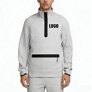 เสื้อฮู้ดแขนยาวแบบซิป 1/4 ผ้าฟลีซเทค 100% คอตตอน สำหรับผู้ชาย สไตล์สตรีทแวร์ ขายส่ง รับผลิตตามแบบ - Product Image 1