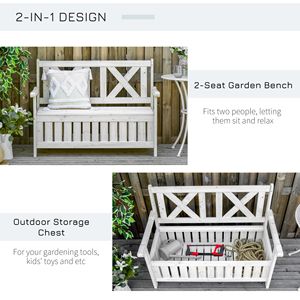 Panca da Giardino in Legno Massello a 2 Posti con Vano Portaoggetti, Design Elegante con Pannelli a Persiana per Esterni, Colore Bianco - Product Image 4
