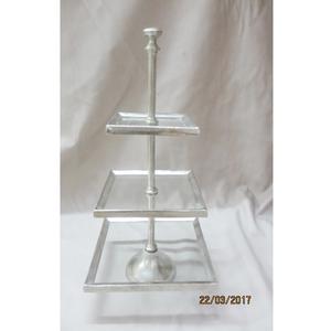 Soporte de cristal para tartas y postres con borde metálico, accesorios de cocina para bodas, fiestas, soporte para platos de galletas, herramientas para tartas - Product Image 1