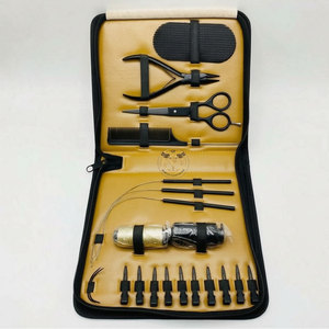 Professional Black Hair Extension Tools Kit – Loop Needle Threader <b>Hook</b> Pliers & <b>Clips</b> Set for Micro Ring Extensions Salon use - Product Image 1