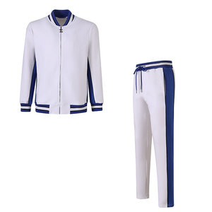 Ensemble de survêtement Zeta White décontracté en polaire technique respirant, veste de performance et pantalon de jogging, confort athlétique - Product Image 2