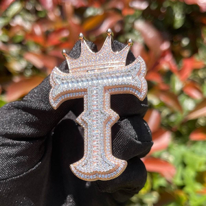 Pendentif initial en moissanite, style hip-hop, serti de pierres, bijou de luxe, pendentif personnalisé avec nom, cadeau pour homme et femme - Product Image 6