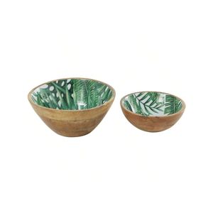 Grand saladier en bois émaillé imprimé, personnalisé, en bois naturel, pour fruits, vaisselle décorative ronde pour la cuisine, vente en gros - Product Image 2