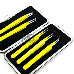 Pinzas para extensión de pestañas, pinzas para pestañas postizas para cuidado personal, pinzas curvas y con punta redonda para uso en salón. - Product Image 6