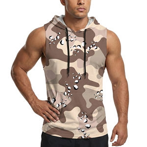OEM Factory Price Wholesale Tank Top Stylish Custom Sublimation Camo Printed Muscle Sleeveless Gym Hoodie Men's Custom Tank Tops - Product Image 1
