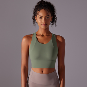 Débardeur court sans couture pour femme, couleur unie, col rond, respirant, en Spandex et Polyester, idéal pour le yoga, coupe classique - Product Image 5