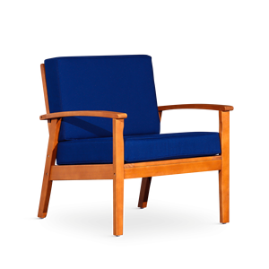 Sedia Deep Seat in eucalipto con cuscini blu navy, finitura a olio naturale - Product Image 3