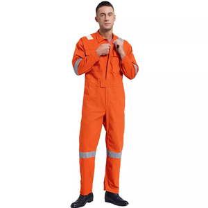 Combinaison de travail pour homme en polyester et coton réfléchissant avec logo personnalisé, légère, orange, combinaison de travail haute visibilité, imperméable - Product Image 3