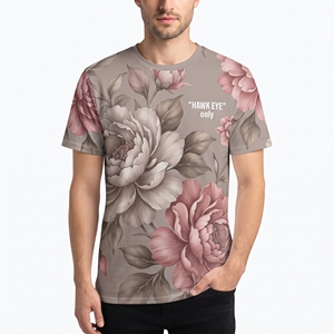 Custom design Men's Floral Printed Casual T <b>Shirt</b> Short Sleeve O Neck Regular Fit Polyester Sublimation <b>Summer</b> <b>Shirt</b> - Product Image 5