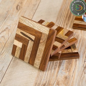 Posavasos de Madera Natural Personalizados al por Mayor, Redondos y Cuadrados, Finos, de Roble, Haya, Bambú, Acacia y Nogal, para Bebidas, Té y Café - Product Image 1