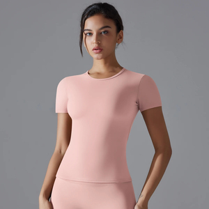 Camiseta Ajustada con Logotipo Personalizado para Mujer, Cuello Redondo Holgado, Ecológica, de Secado Rápido, Transpirable, de Manga Corta, Informal y a la Moda - Product Image 2