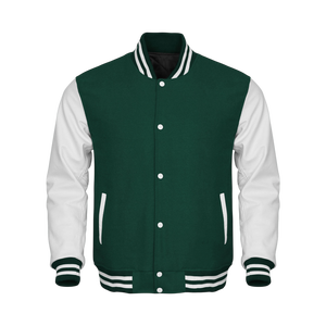 Fabricant de vestes universitaires personnalisées OEM, veste Letterman surdimensionnée pour hommes, logo brodé, corps en laine, manches en cuir PU, streetwear - Product Image 1