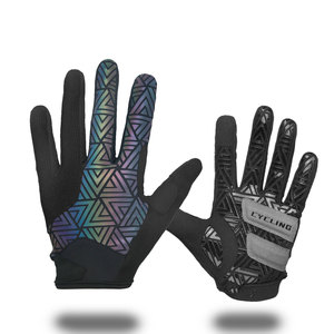 Guantes de Motocross y Ciclismo de Dedo Completo con Estampado Geométrico, Transpirables, Antideslizantes, con Cierre de Gancho y Bucle, Material de PU, Poliuretano - Product Image 1