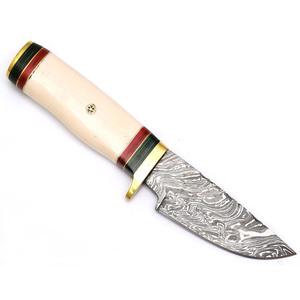 Cuchillo Multifuncional Hecho a Mano de Acero de Damasco con Mango de Madera de Resina y Funda de Cuero, Regalo Perfecto para Camping - Product Image 2
