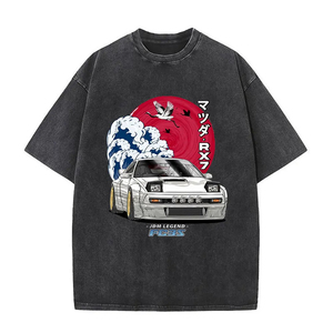 OEM Custom Oversized <b>T</b> Shirt Japanese Fish Design <b>Back</b> Print Cotton Streetwear Loose Fit Supplier - Product Image 4