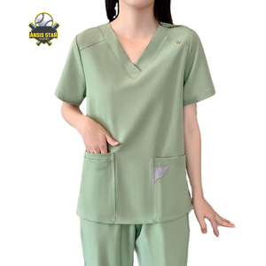 ชุดยูนิฟอร์มโรงพยาบาลผ้าแคนวาสไร้ตะเข็บสำหรับผู้หญิง สวมใส่สบาย ราคาขายส่ง ชุดสครับแพทย์แบบสั่งทำพิเศษ ชุดสครับแบบจ็อกเกอร์ - Product Image 2