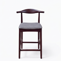 Tabouret de bar moderne en bois foncé nordique, écologique et durable, avec coussin en cuir gris, chaise haute pour café de luxe, restaurant, bar à domicile
