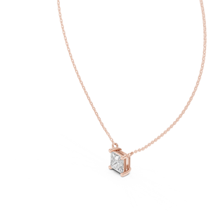 Collier pendentif en or rose 18 carats avec diamant taille princesse pour femme, bijou solitaire élégant et luxueux, cadeau pour elle - Product Image 4