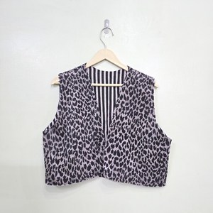 Grey Floral Cotton Breathable Quilted Vest <b>Coat</b> Sleeveless Vintage Inspired Outerwear for Women Short Jacket - Product Image 2