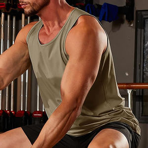 Débardeur de sport pour homme, sans manches, séchage rapide, col rond, 100% polyester, pour entraînement, gym, fitness, musculation, streetwear, uni - Product Image 5