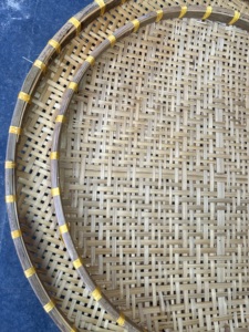 Grains Seeds & Farm Produce Kitchen Farmhouse Use Round Smoked Bamboo Set of 2 Sifting Trays Smoked Natural Bamboo Handmade - Product Image 3