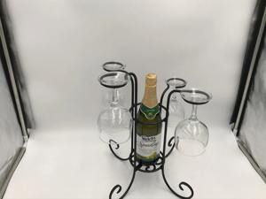 Porte-bouteille à vin décoratif vintage en métal avec support en verre pour la présentation sur table de bar à domicile et la mise en valeur des tables de restaurants, provenant d'Inde - Product Image 4