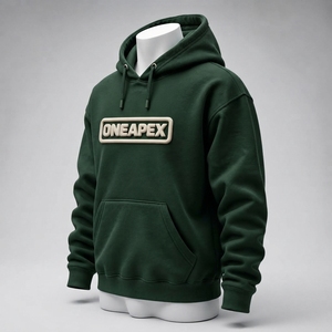 Sudadera con Capucha Verde Oscuro Personalizada para Hombre, Sudadera con Capucha con Logotipo 3D en Relieve, Ropa Casual de Calle, Moda OEM ODM al por Mayor - Product Image 3