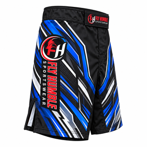 Pantalones Cortos Deportivos Fly Humble para Hombre, MMA, Azul, Negro, Blanco, Estampado por Sublimación, Absorción de Humedad, Ajuste Atlético, Artes Marciales Mixtas - Product Image 3