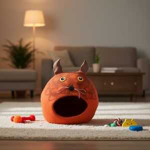 Produit promotionnel pour animaux de compagnie : Maison pour chat en feutre en forme de visage de chat - Product Image 3