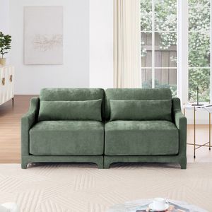 Elegante Sofá de Dos Plazas de Tela Chenille con 2 Cojines Lumbares, Estructura de Madera de Alta Calidad, Esponja Resistente, Fácil de Instalar, para Sala de Estar - Product Image 2