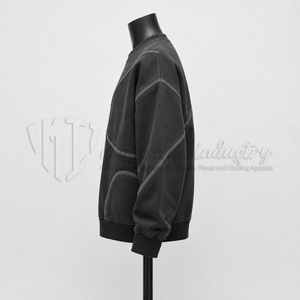 Sudadera Personalizada para Hombre, Color Gris Carbón, Cuello Redondo, Detalle de Costuras en Contraste, Sudadera de Forro Polar, Estilo Urbano - Product Image 4